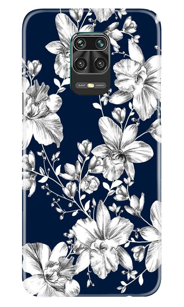 White flowers Blue Background Case for Poco M2 Pro