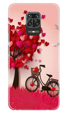 Red Heart Cycle Mobile Back Case for Poco M2 Pro (Design - 222)