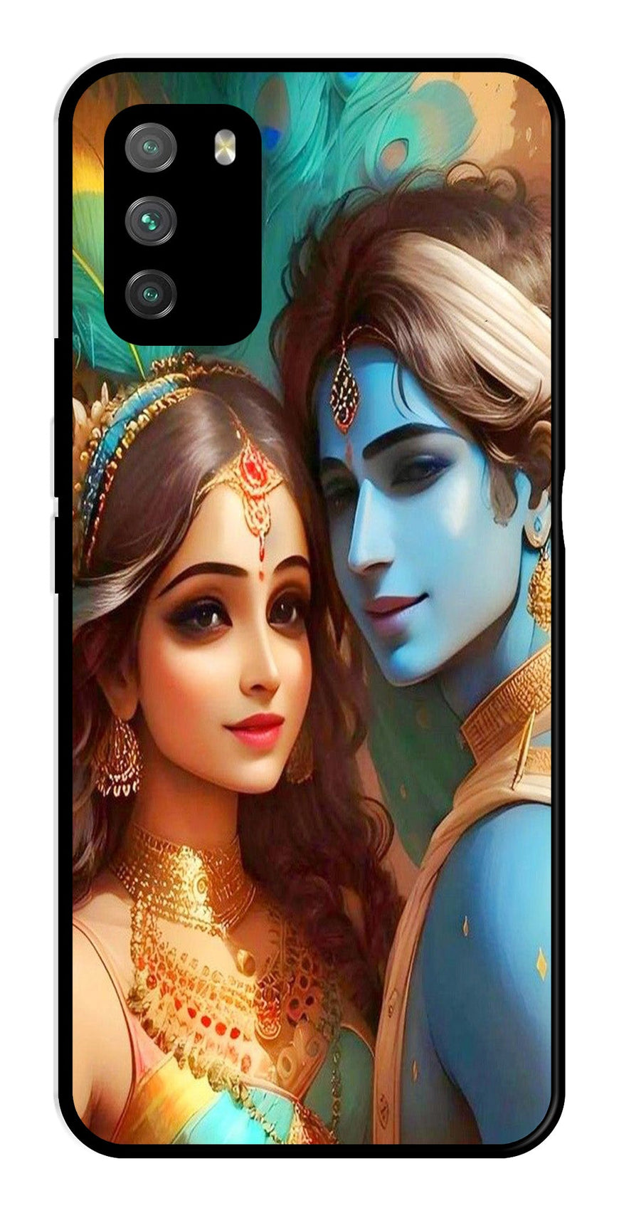 Lord Radha Krishna Metal Mobile Case for Poco M3   (Design No -01)