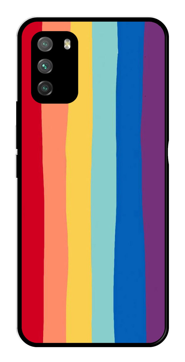 Rainbow MultiColor Metal Mobile Case for Poco M3   (Design No -03)