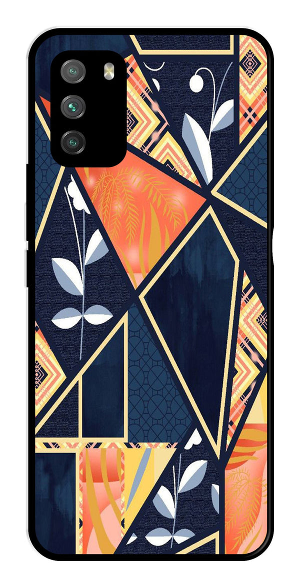 Marble Design Metal Mobile Case for Poco M3   (Design No -07)