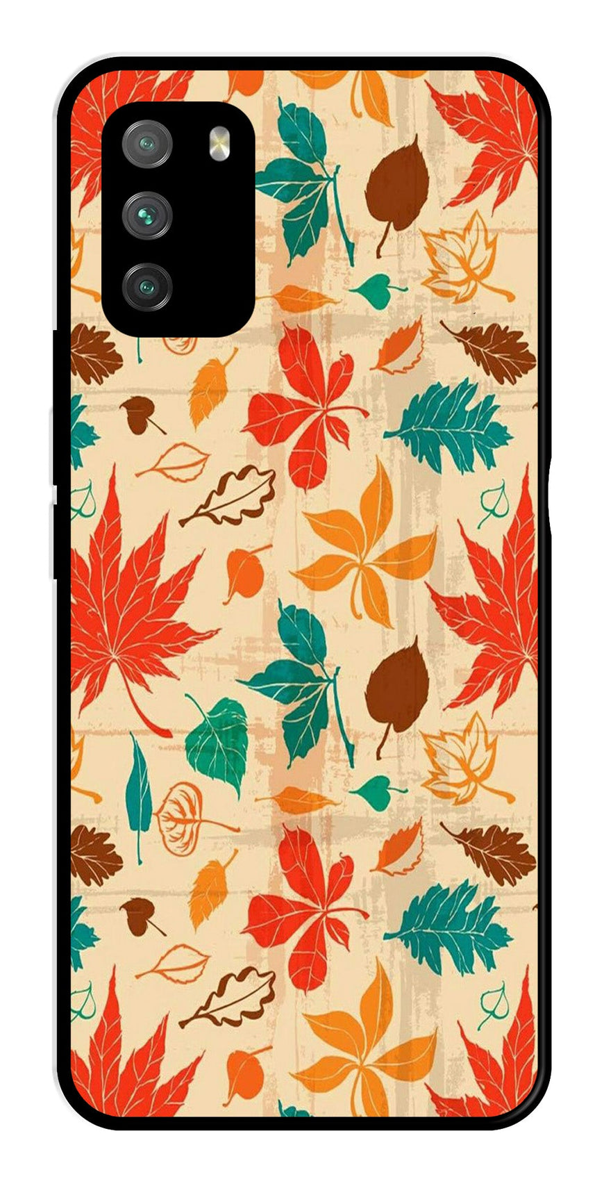 Leafs Design Metal Mobile Case for Poco M3   (Design No -14)