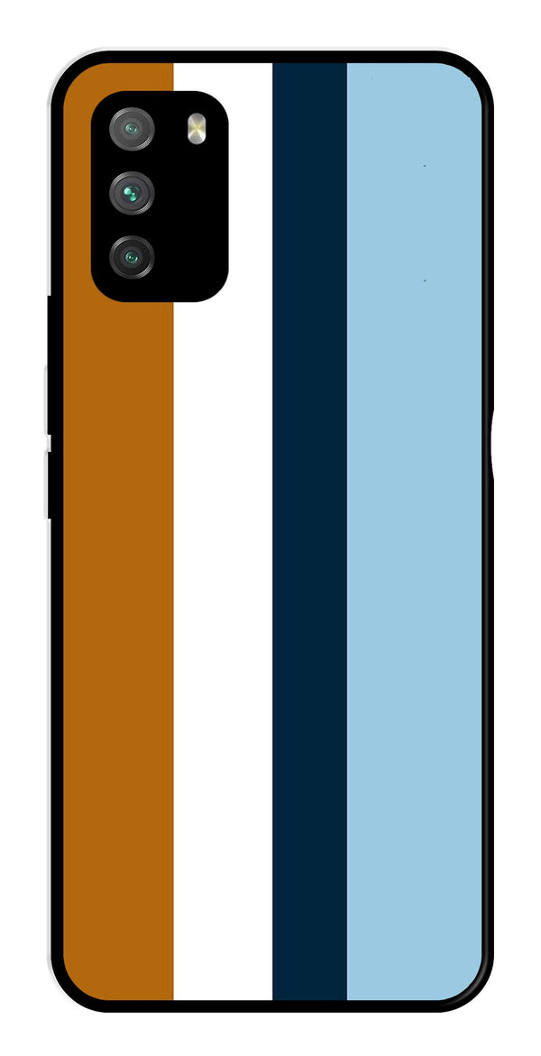 MultiColor Pattern Metal Mobile Case for Poco M3   (Design No -17)