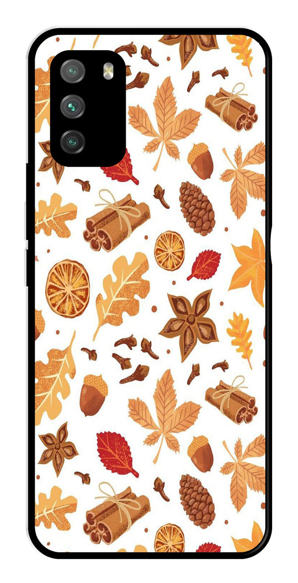 Autumn Leaf Metal Mobile Case for Poco M3   (Design No -19)