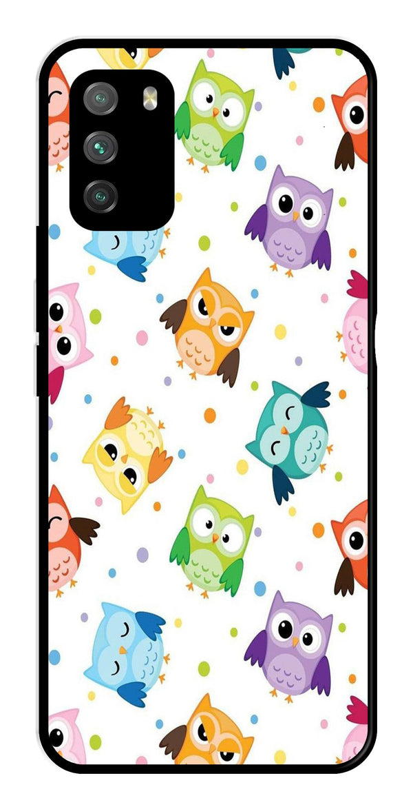 Owls Pattern Metal Mobile Case for Poco M3   (Design No -20)