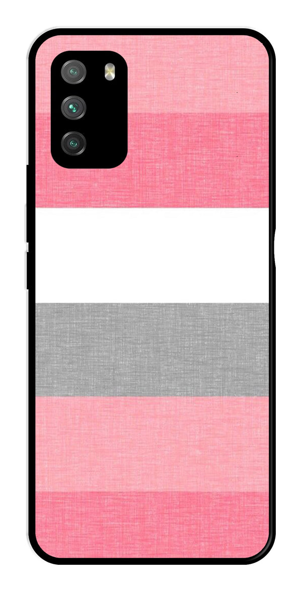 Pink Pattern Metal Mobile Case for Poco M3   (Design No -23)