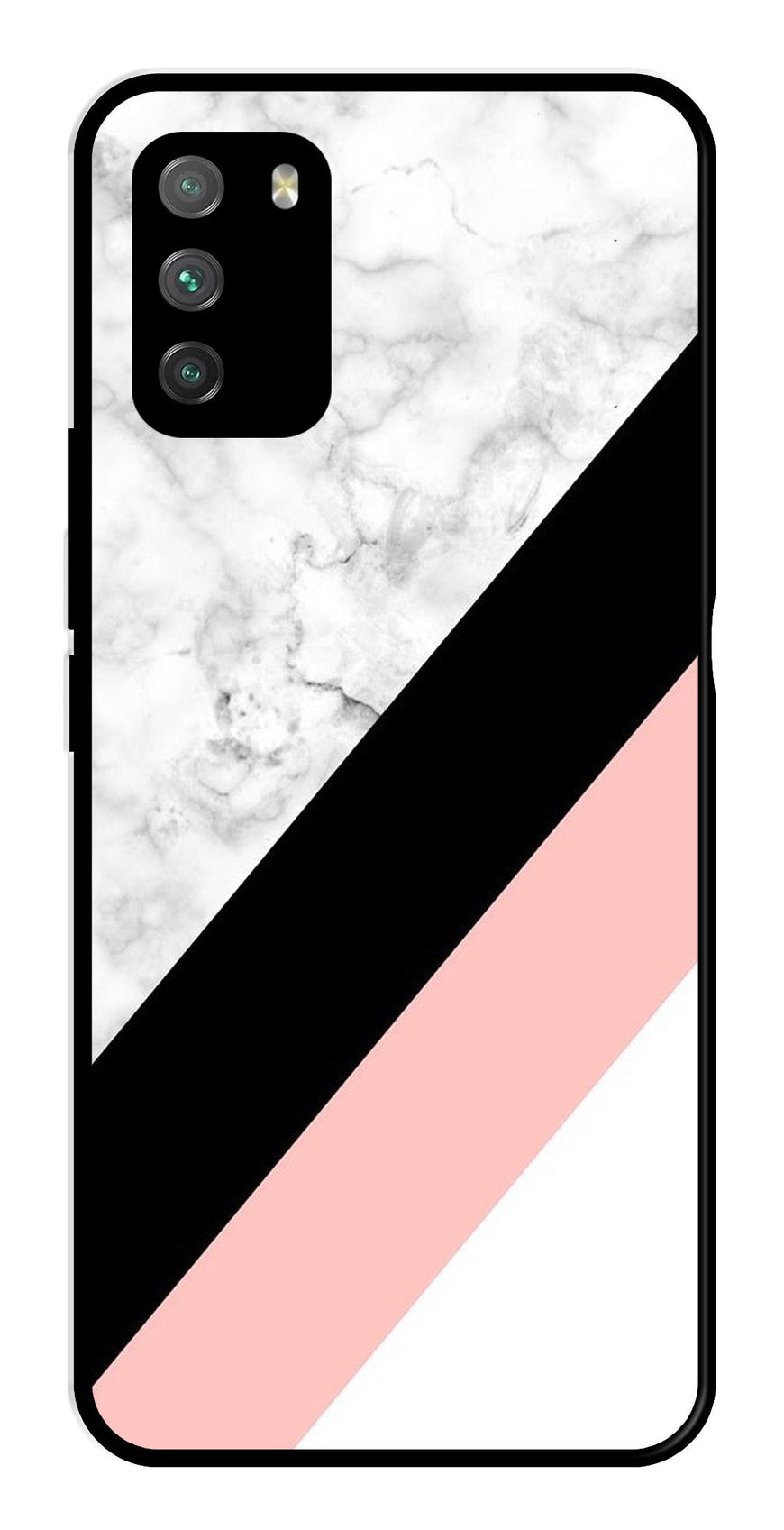 Marble Design Metal Mobile Case for Poco M3   (Design No -24)