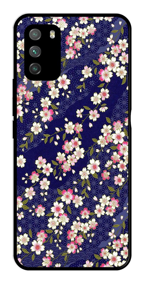 Flower Design Metal Mobile Case for Poco M3   (Design No -25)