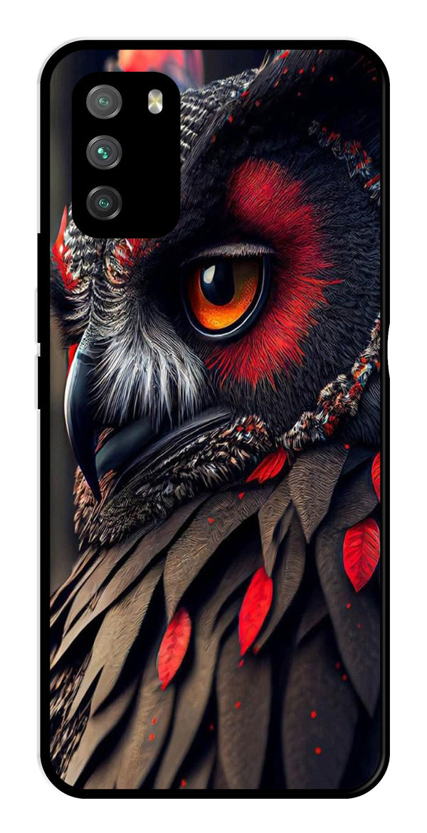 Owl Design Metal Mobile Case for Poco M3   (Design No -26)