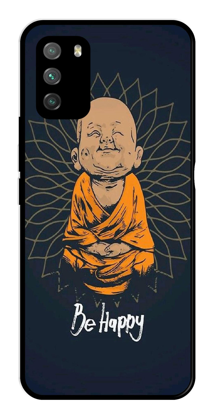 Be Happy Metal Mobile Case for Poco M3   (Design No -27)