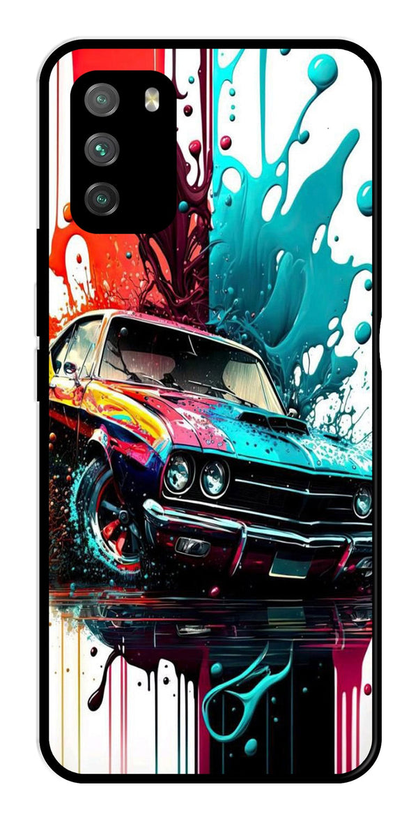 Vintage Car Metal Mobile Case for Poco M3   (Design No -29)