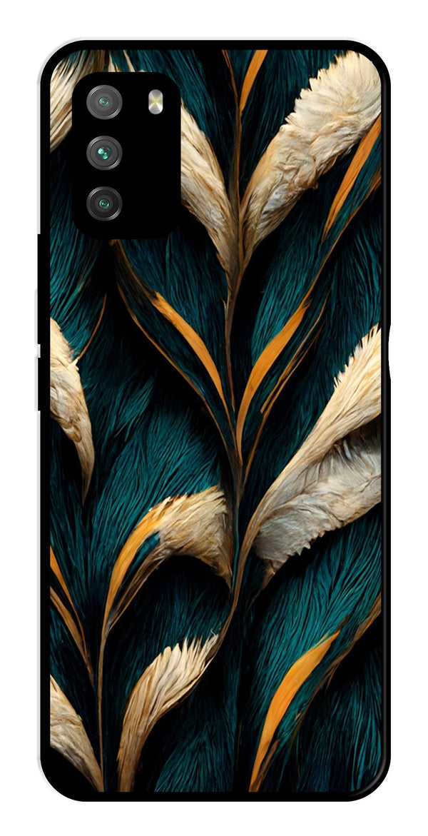 Feathers Metal Mobile Case for Poco M3   (Design No -30)