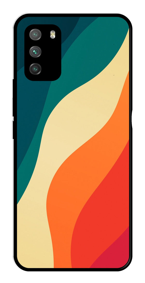 Muted Rainbow Metal Mobile Case for Poco M3   (Design No -39)
