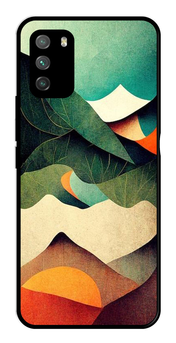 MultiColor Pattern Metal Mobile Case for Poco M3   (Design No -43)