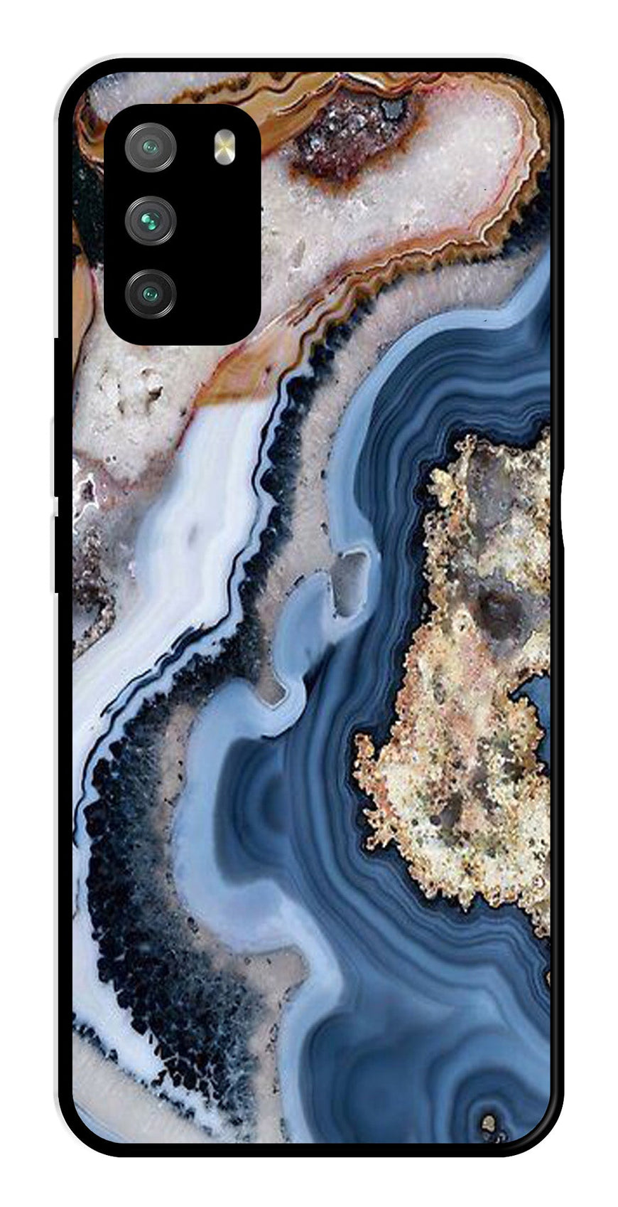 Marble Design Metal Mobile Case for Poco M3   (Design No -53)