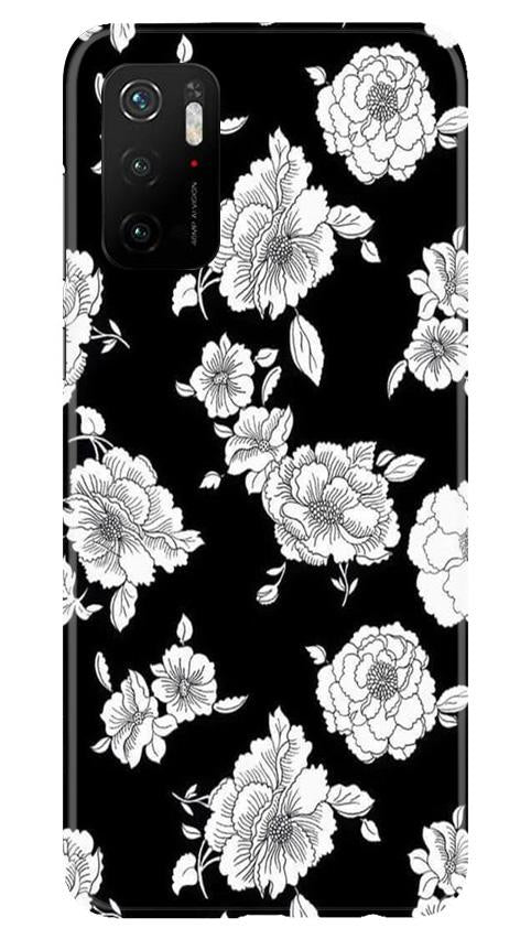 White flowers Black Background Case for Poco M3 Pro
