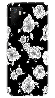 White flowers Black Background Mobile Back Case for Poco M3 Pro (Design - 9)