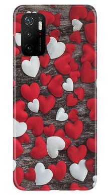 Red White Hearts Mobile Back Case for Poco M3 Pro  (Design - 105)