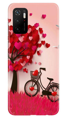 Red Heart Cycle Mobile Back Case for Poco M3 Pro (Design - 222)