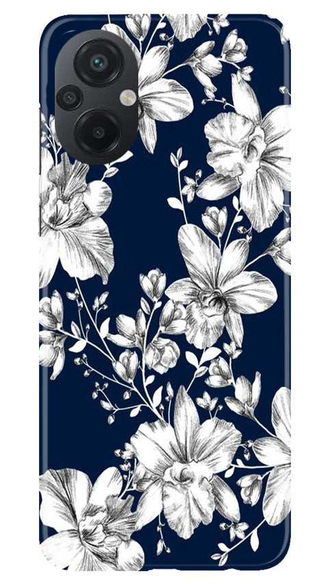 White flowers Blue Background Case for Poco M5