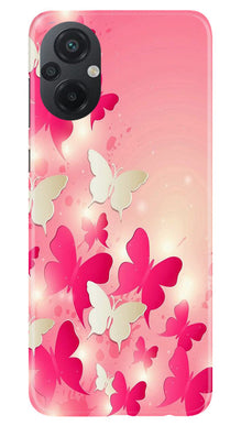 White Pick Butterflies Mobile Back Case for Poco M5 (Design - 28)