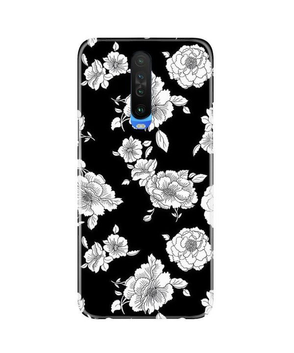 White flowers Black Background Case for Poco X2