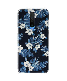 White flowers Blue Background2 Mobile Back Case for Poco X2 (Design - 15)