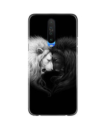 Dark White Lion Mobile Back Case for Poco X2  (Design - 140)
