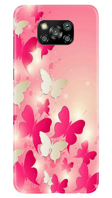 White Pick Butterflies Mobile Back Case for Poco X3 (Design - 28)