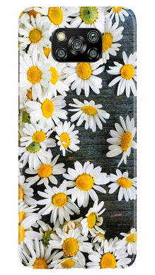 White flowers2 Mobile Back Case for Poco X3 (Design - 62)
