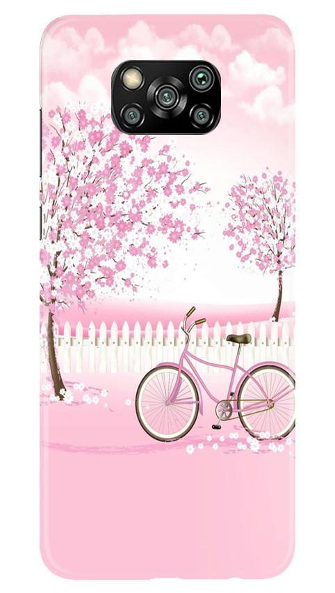 Pink Flowers Cycle Case for Poco X3 Pro  (Design - 102)