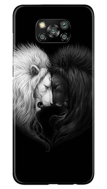 Dark White Lion Mobile Back Case for Poco X3  (Design - 140)
