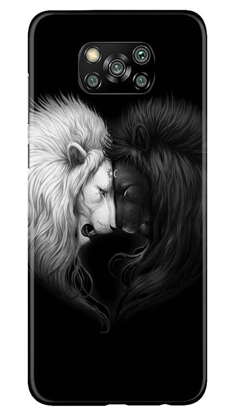 Dark White Lion Case for Poco X3  (Design - 140)