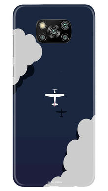 Clouds Plane Mobile Back Case for Poco X3 (Design - 196)