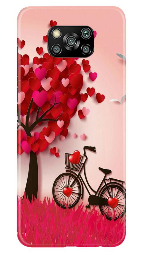 Red Heart Cycle Case for Poco X3 (Design No. 222)