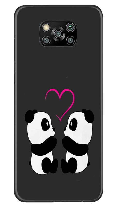 Panda Love Mobile Back Case for Poco X3 (Design - 398)