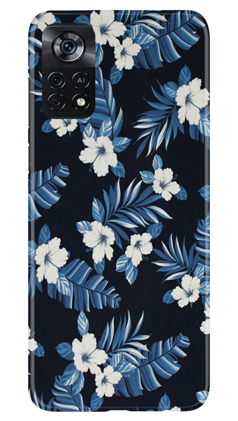 White flowers Blue Background2 Case for Poco X4 Pro