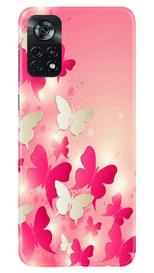 White Pick Butterflies Mobile Back Case for Poco X4 Pro (Design - 28)