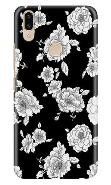 White flowers Black Background Mobile Back Case for Asus Zenfone Max M2 (Design - 9)