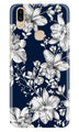 White flowers Blue Background Case for Asus Zenfone Max Pro M2