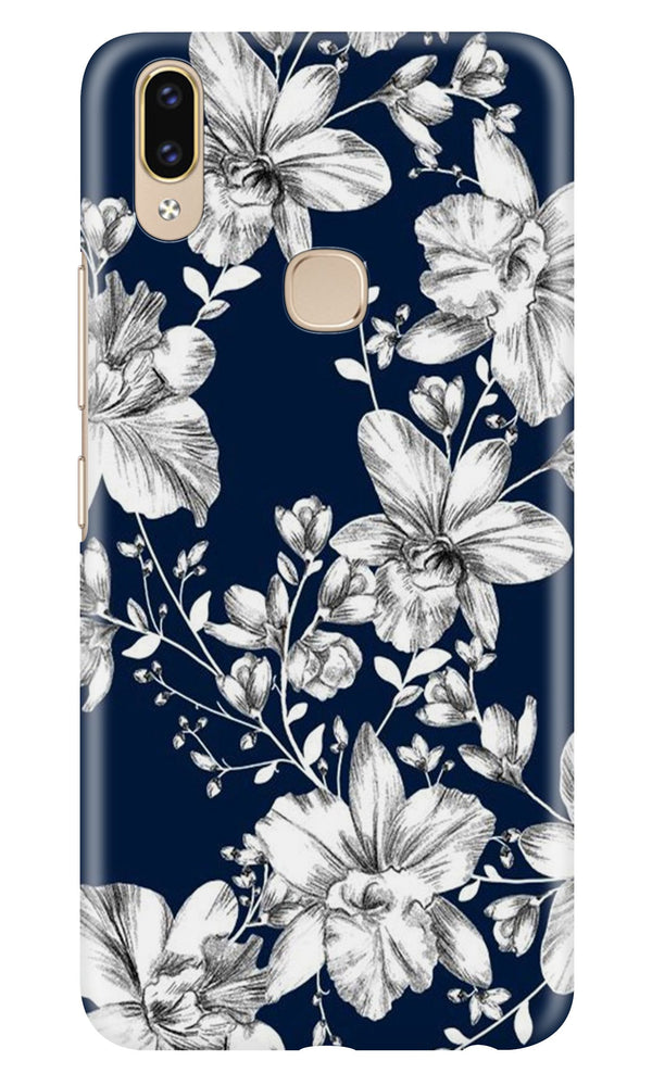 White flowers Blue Background Case for Asus Zenfone Max Pro M2