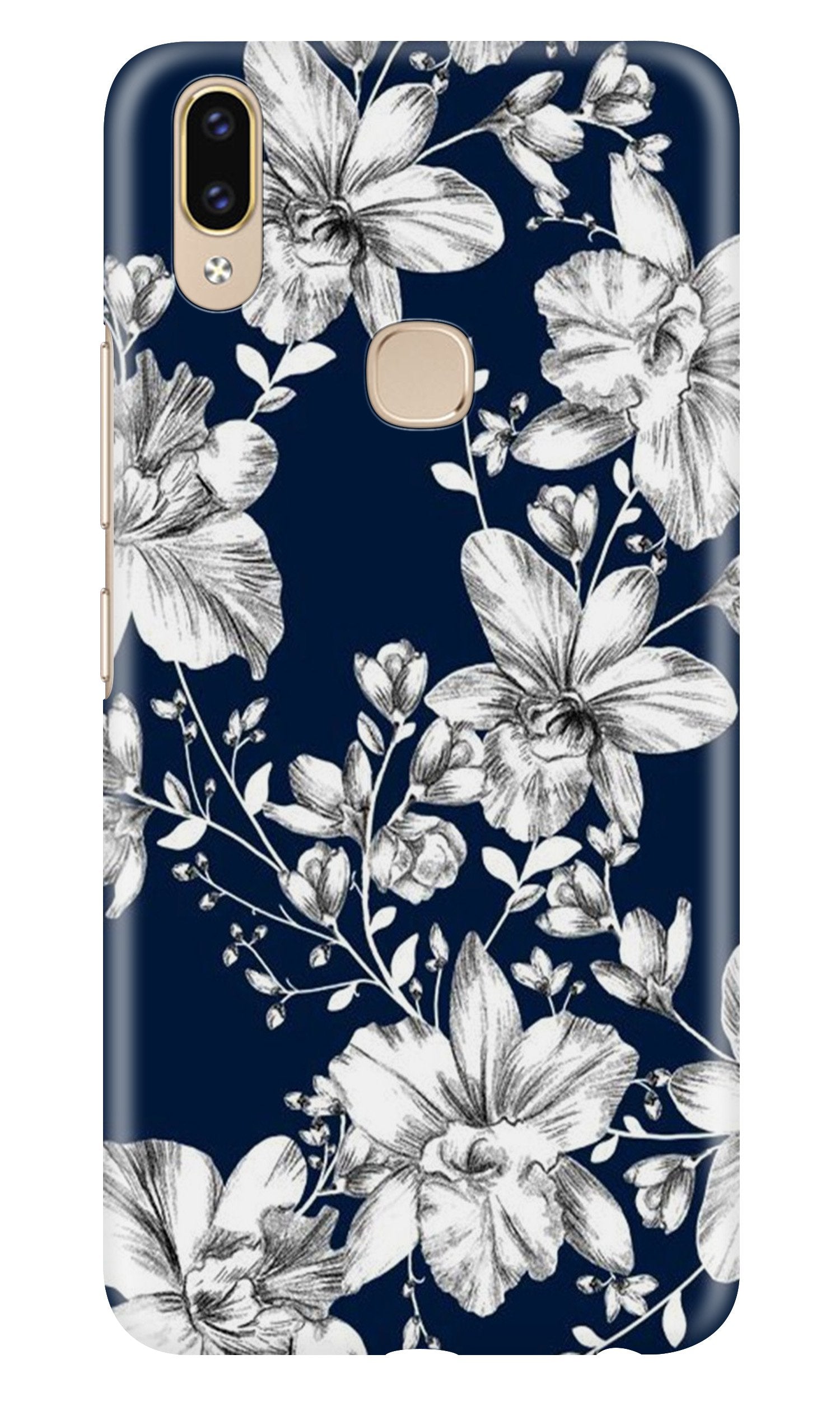 White flowers Blue Background Case for Asus Zenfone Max M2
