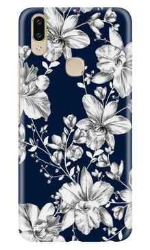White flowers Blue Background Mobile Back Case for Asus Zenfone Max M2 (Design - 14)
