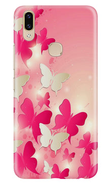 White Pick Butterflies Mobile Back Case for Asus Zenfone Max M2 (Design - 28)