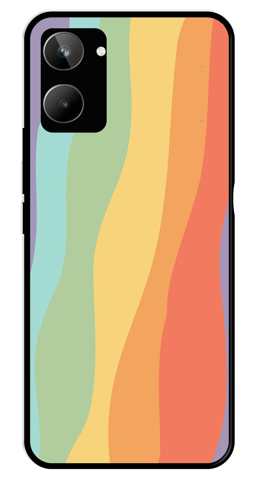 Muted Rainbow Metal Mobile Case for Realme 10   (Design No -02)