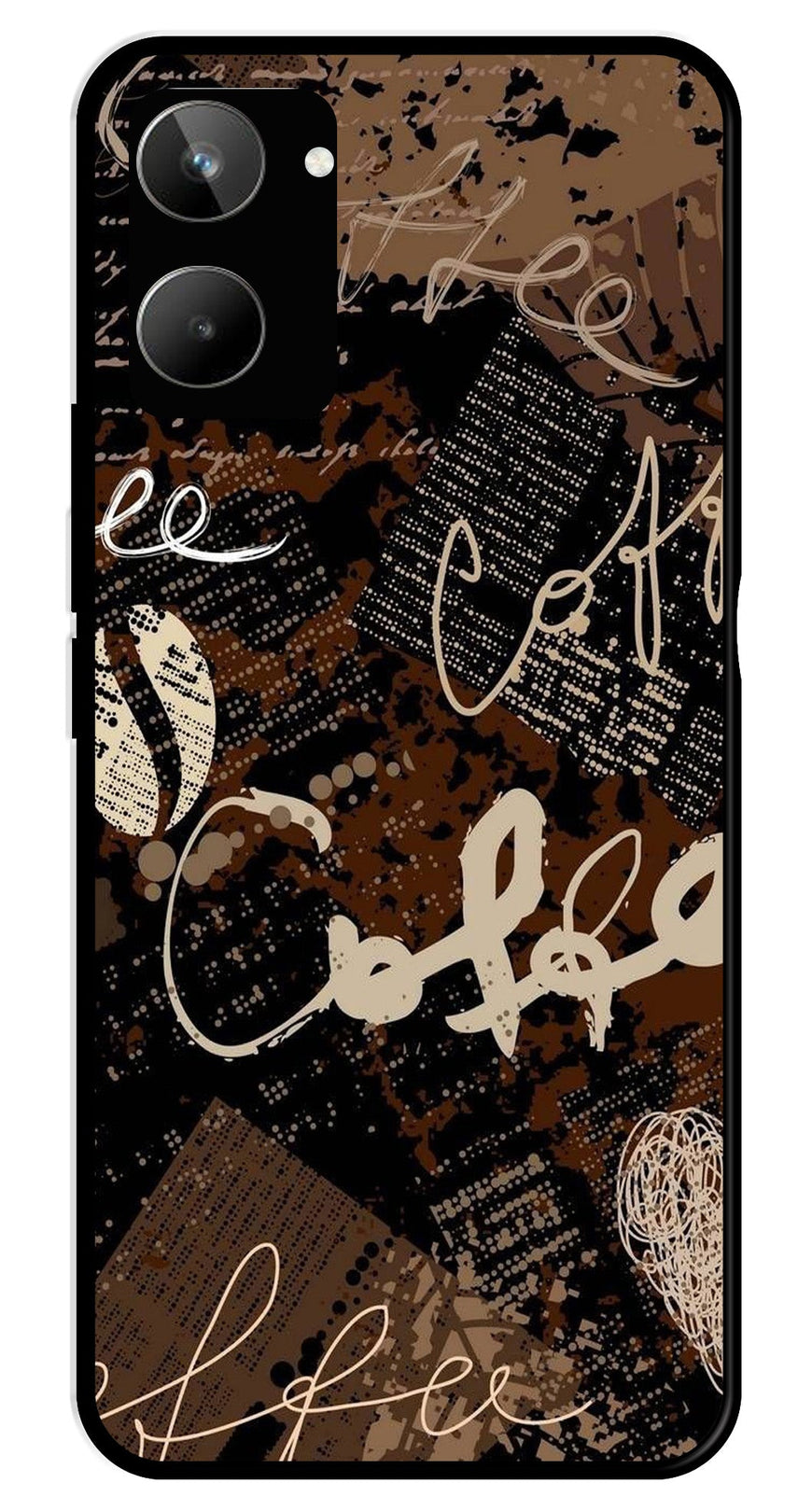 Coffee Pattern Metal Mobile Case for Realme 10   (Design No -37)