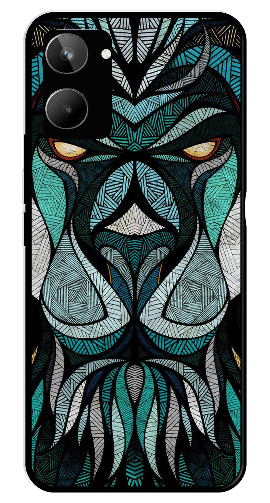 Lion Pattern Metal Mobile Case for Realme 10   (Design No -40)