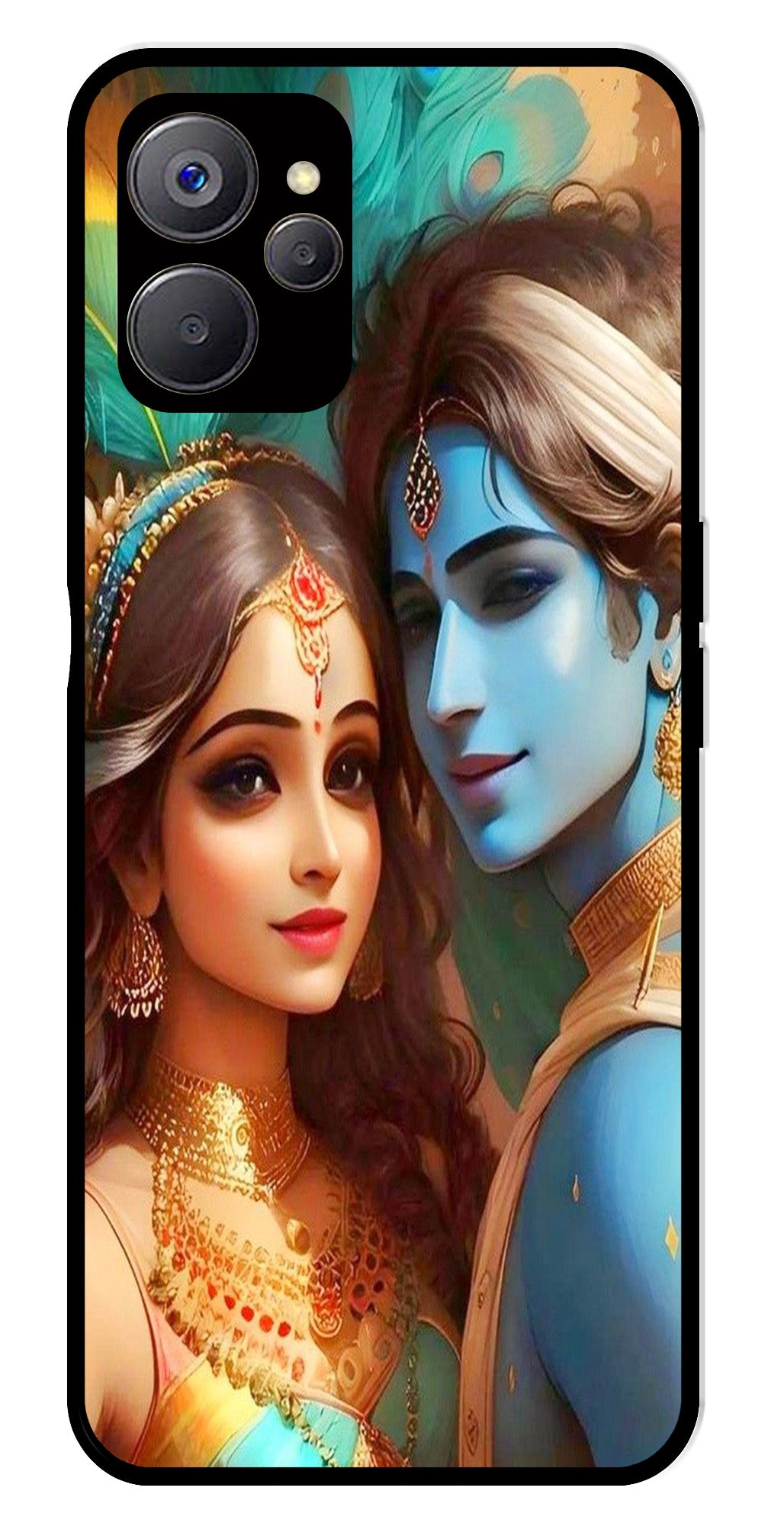 Lord Radha Krishna Metal Mobile Case for Realme 9i 5G   (Design No -01)