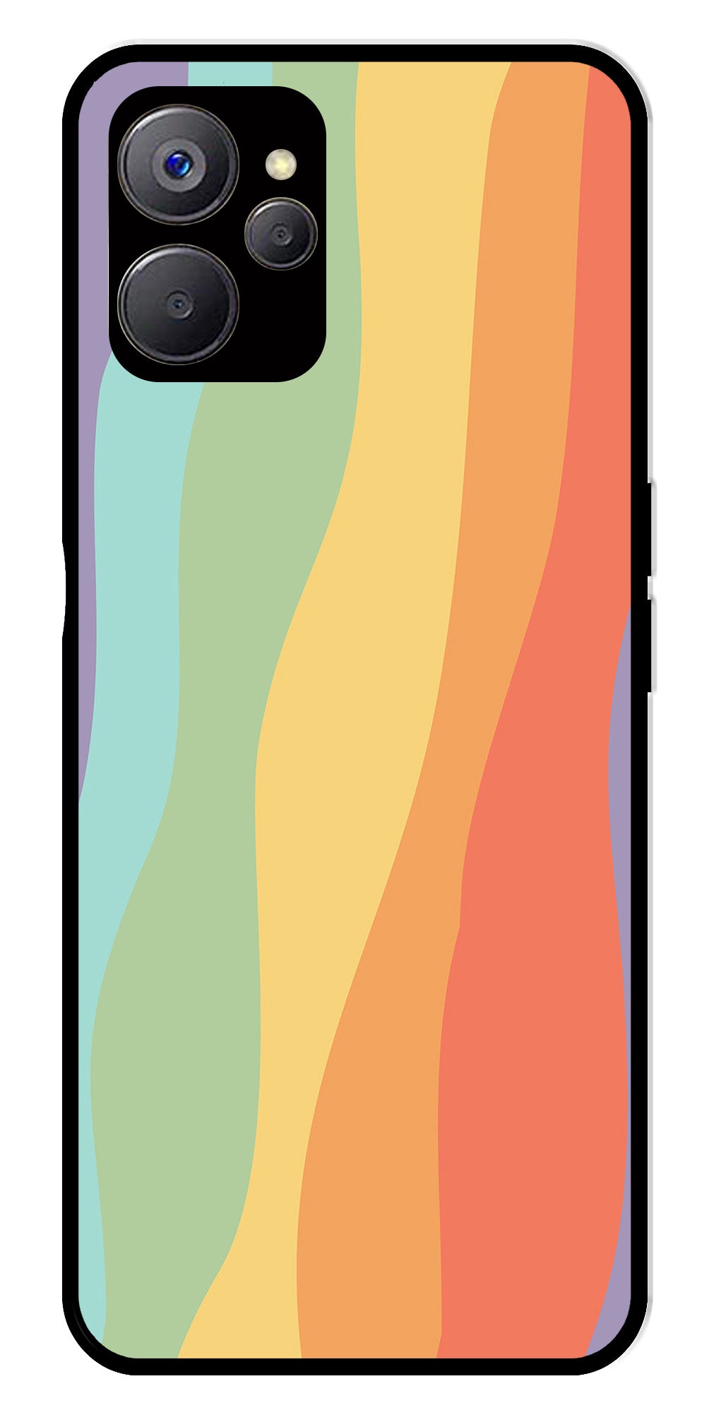 Muted Rainbow Metal Mobile Case for Realme 9i 5G   (Design No -02)