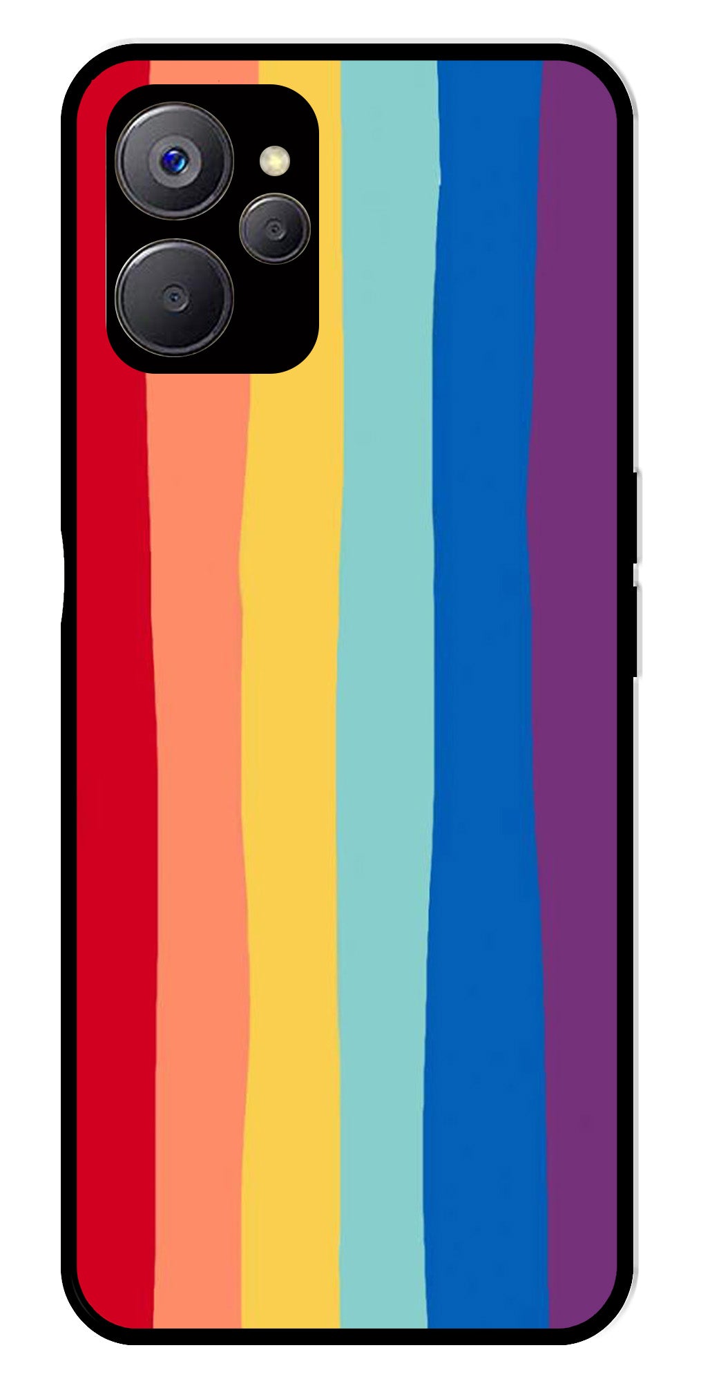 Rainbow MultiColor Metal Mobile Case for Realme 9i 5G   (Design No -03)